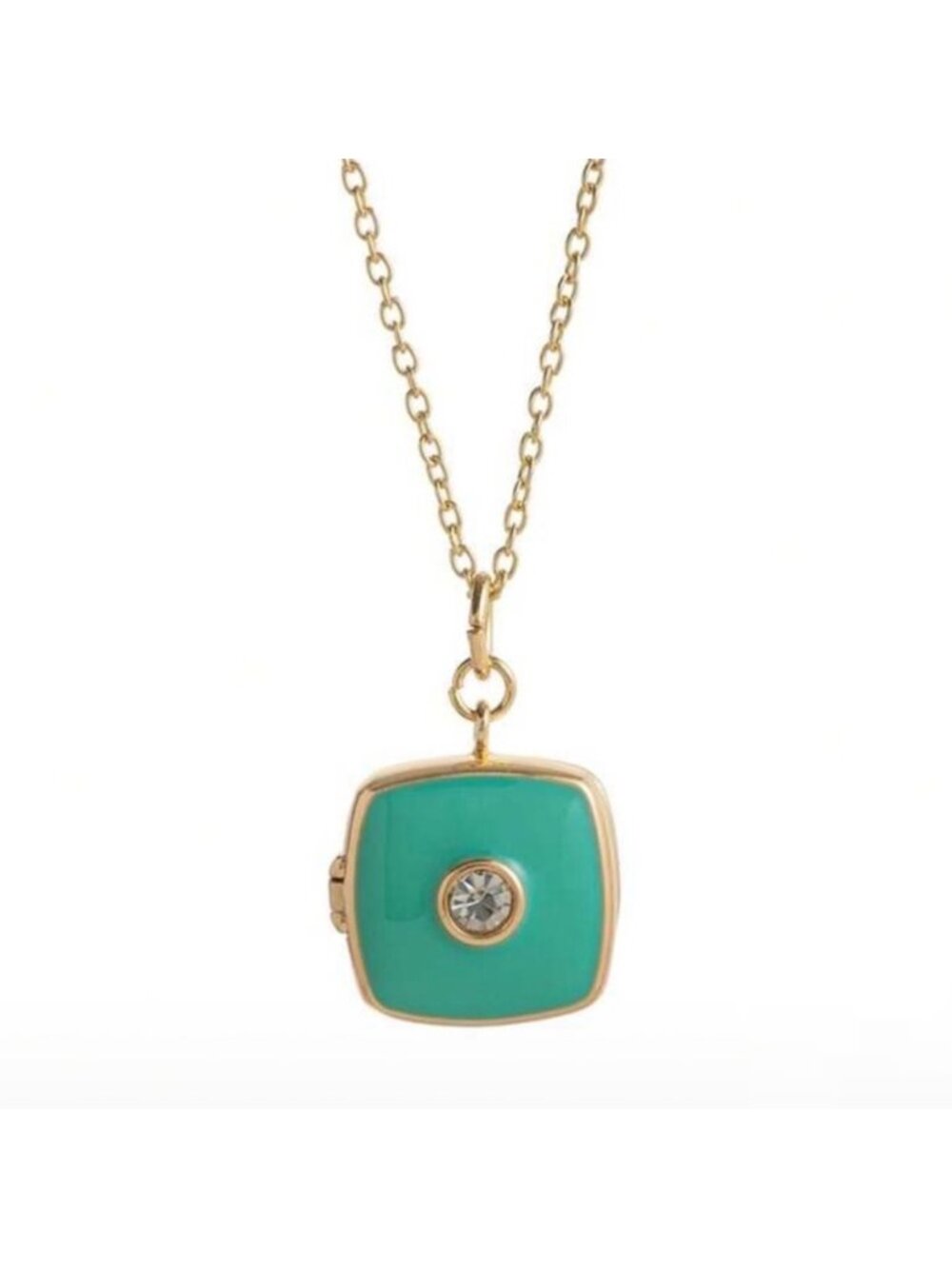 New! 18K Gold Plated Turquoise Locket Necklace (1059) NWOT